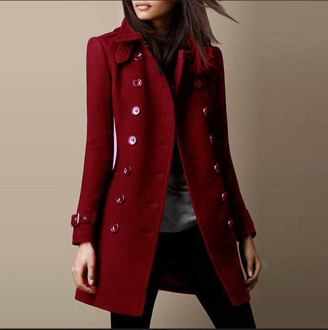 Ladies Spring Long Jacket Wool Trench Coat-Jackets-Zishirts