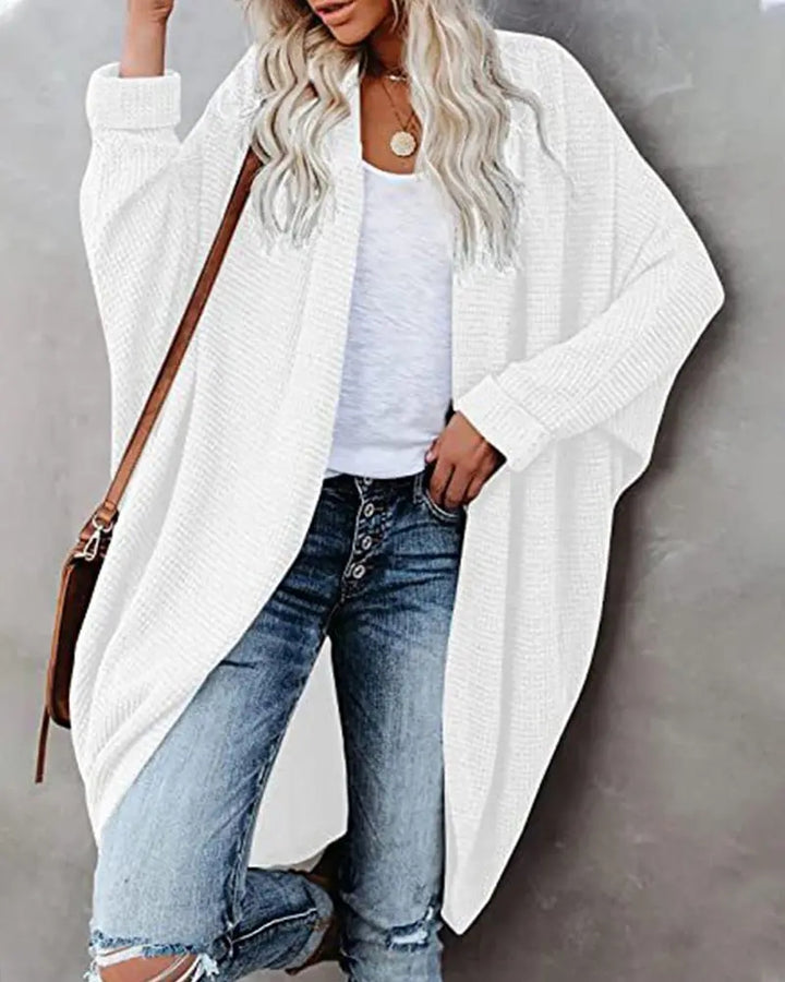 Lapel Solid Color Long Knit Cardigan Pocket Long Sleeve Jacket-Jackets-Zishirts