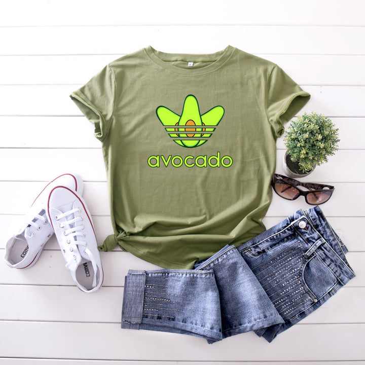 Creative Funny Avocado Casual Short-sleeved Women's T-shirt-Blouses & Shirts-Zishirts