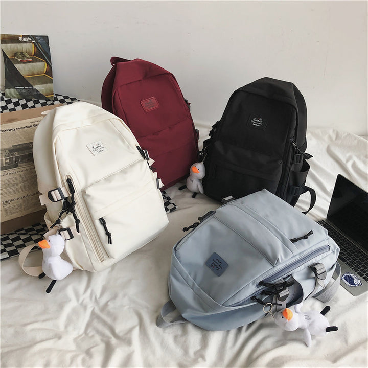 School Season New Fashion Backpack Fresh Middle School Students Korean Casual Solid Color Backpack-Women's Bags-Zishirts