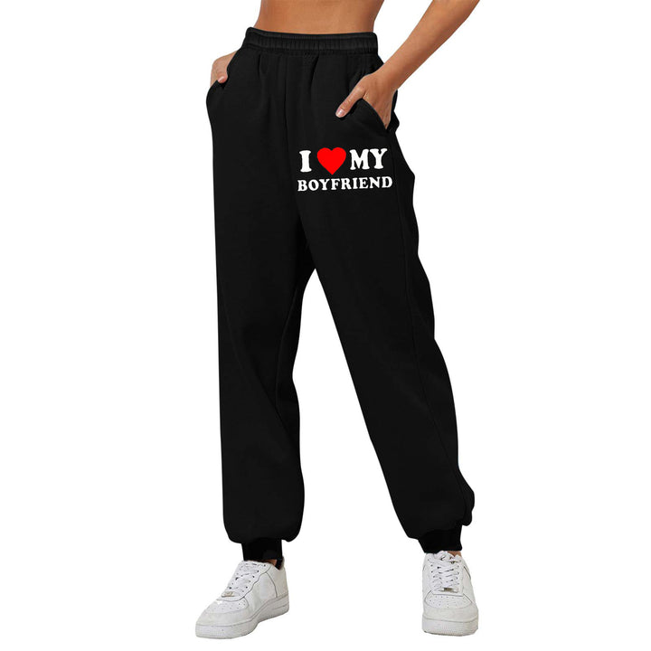 I Love MY BOYFRIEND Printed Trousers Casual Sweatpants Men And Women Sports Pants-Women's Outerwear 2023-Zishirts