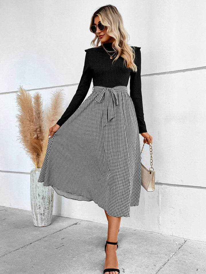 High Collar Long Sleeve High Waist Slimming Dress-Lady Dresses-Zishirts