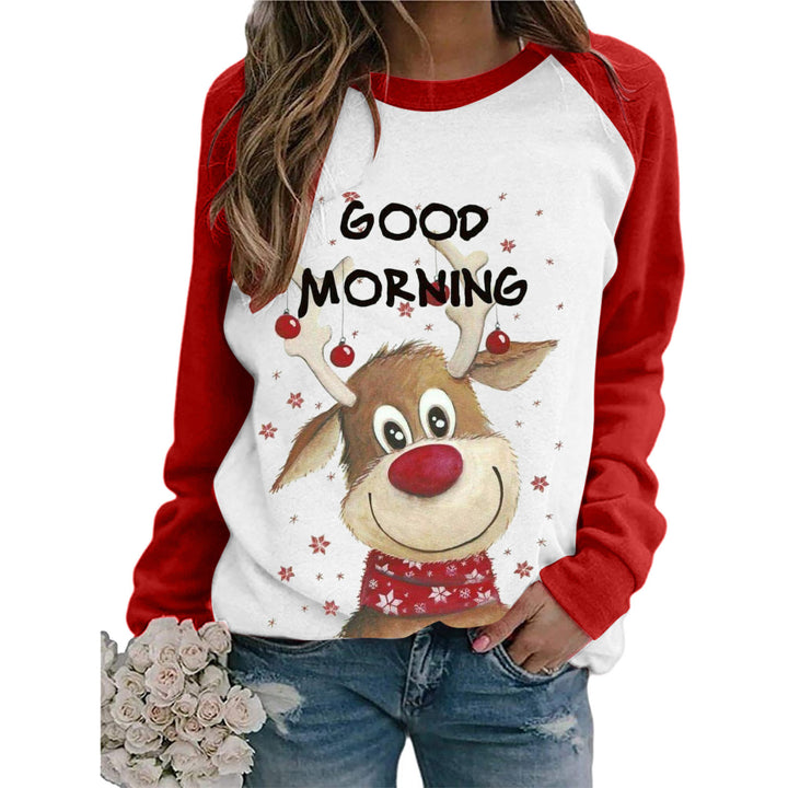 Crew Neck Casual Christmas T-shirt-Blouses & Shirts-Zishirts