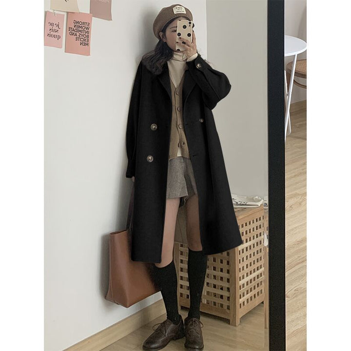 Women's Mid-length Woolen Coat Thickened Small-Jackets-Zishirts