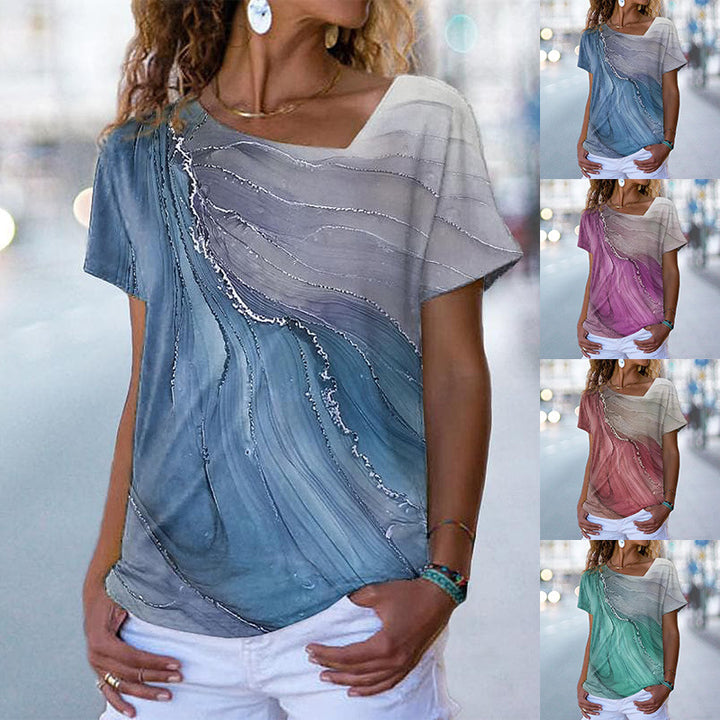 Women's Fashion Printed Short-sleeved Top-Blouses & Shirts-Zishirts