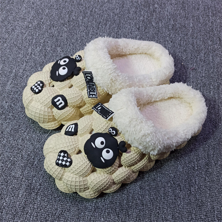 Women's Fashion Casual Lychee Bubble Platform Non-slip Warm Cotton Slippers-Womens Footwear-Zishirts