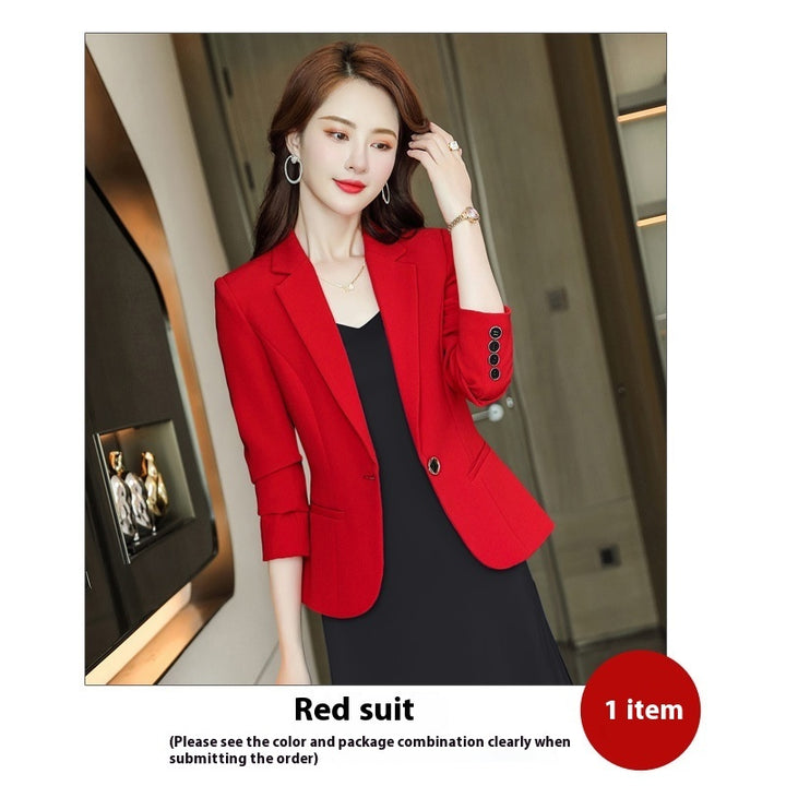 Korean Style Casual Slim Fit Waist-tight Spring And Autumn Black Small Business Suit-Womens 2024 March-Zishirts