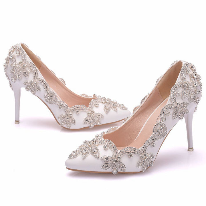 Rhinestone High Heel Shoes Women-Womens Footwear-Zishirts