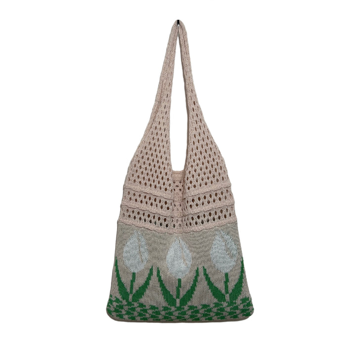 Flower Tulip Vintage Knitted Shoulder Bag-Women's Bags-Zishirts