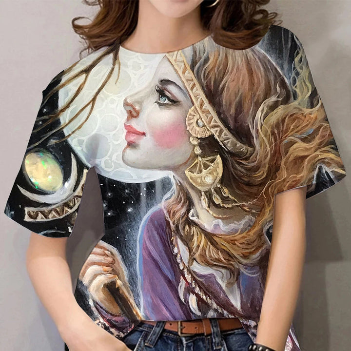 Summer Short-sleeved Women's T-shirt 3D Women's Printed Wear-Blouses & Shirts-Zishirts