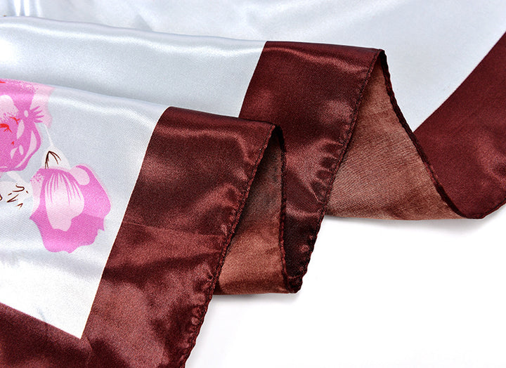 New Elegant Court Rose Silk Satin Large Kerchief Multi-color For Selection-Scarves & Wraps-Zishirts