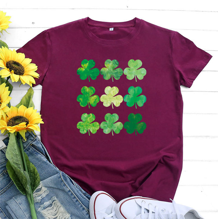 St Patrick's Day Cotton Women's Short Sleeve-Blouses & Shirts-Zishirts