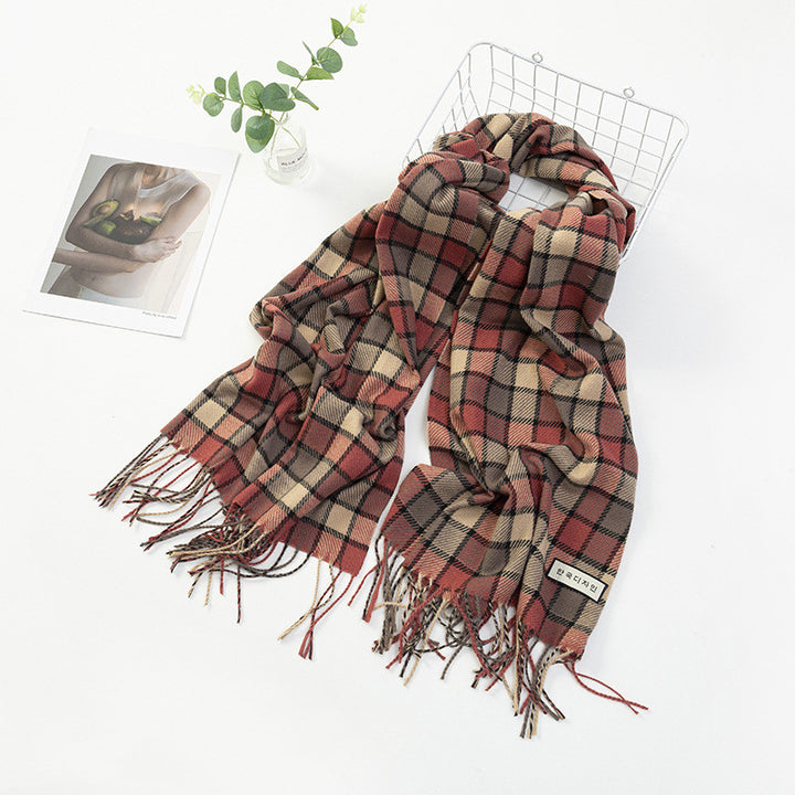 Women's Fashion Casual Cashmere Plaid Scarf-Scarves & Wraps-Zishirts