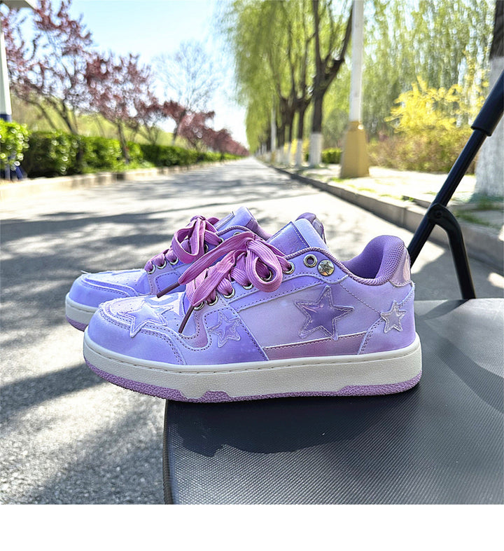 Female Ins Super Hot Low Top Starry Sky Purple Skateboard Shoes-Womens Footwear-Zishirts