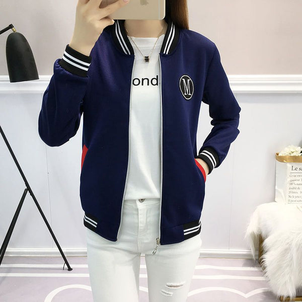 Women's Spring And Autumn Leisure Korean Baseball Uniform Loose Plus Size Plus Size Women's Clothing-Jackets-Zishirts