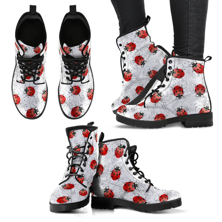 Digital Printing Women's High-top Motorcycle Boots LADYBIRD-Womens Footwear-Zishirts