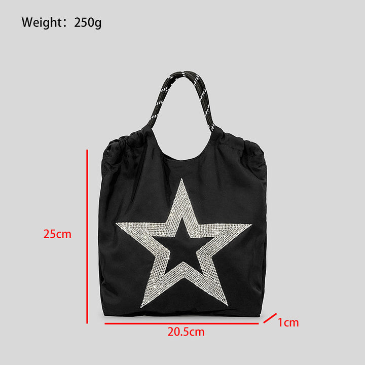 Five-pointed Star Oxford Cloth Pull-belt Handbag Women's Simple-Women's Bags-Zishirts