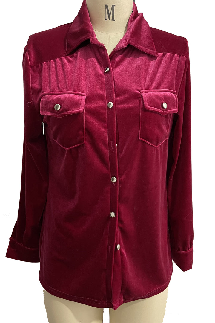 Loose Leisure All-matching Pleuche Long Sleeve Shirt-Blouses & Shirts-Zishirts