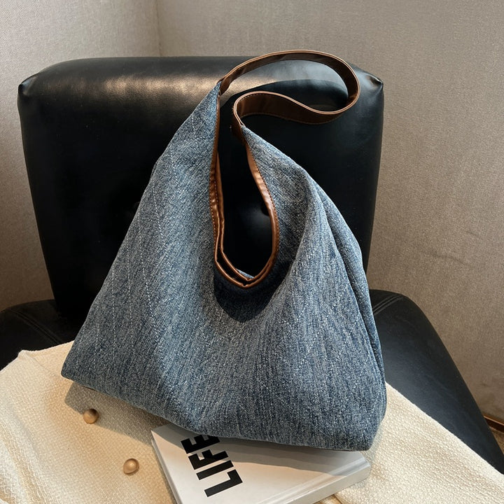 Denim Canvas Bucket Bag Fashion Large Capacity Shoulder Bags For Women Tote Handbag Female Shopping Bags-Women's Bags-Zishirts