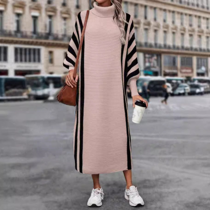 Casual Unisex Style Striped Long Knitted Dress-Lady Dresses-Zishirts