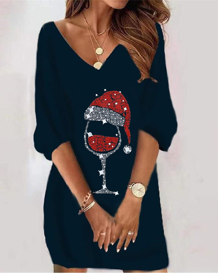 Lace V-neck Corn Velvet Off-the-shoulder Dress Series-Lady Dresses-Zishirts