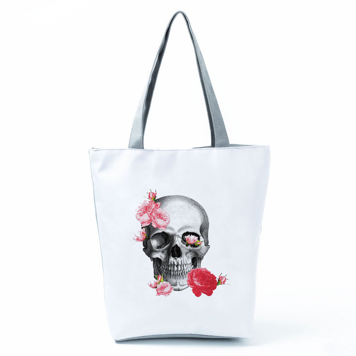 Portable Large Capacity Skull Printed Handbag-Women's Bags-Zishirts