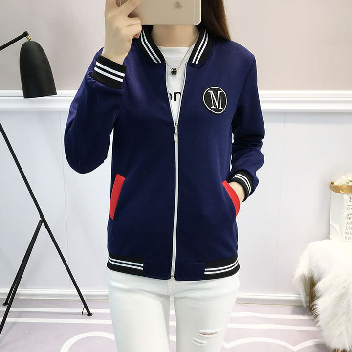 Women's Spring And Autumn Leisure Korean Baseball Uniform Loose Plus Size Plus Size Women's Clothing-Jackets-Zishirts