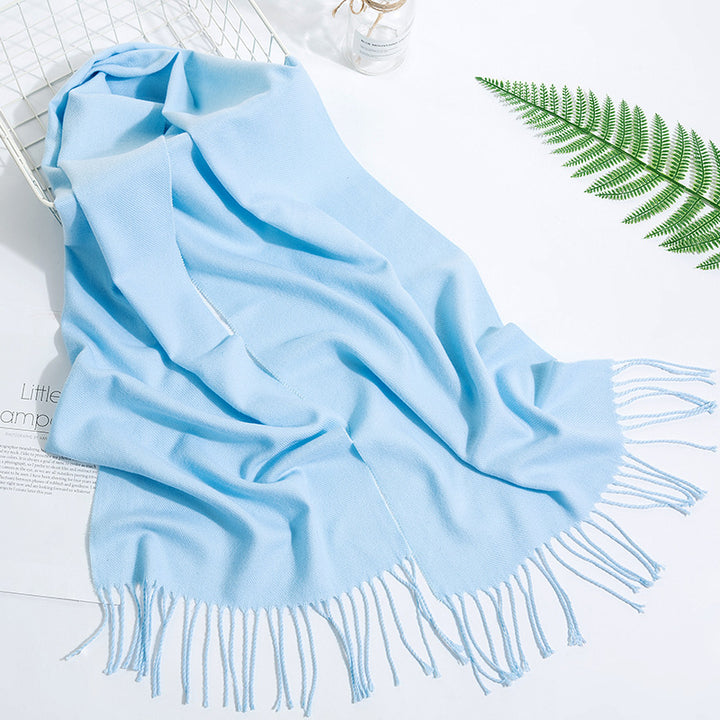 Men's And Women's Fashion Versatile Tassel Solid Color Scarf-Scarves & Wraps-Zishirts