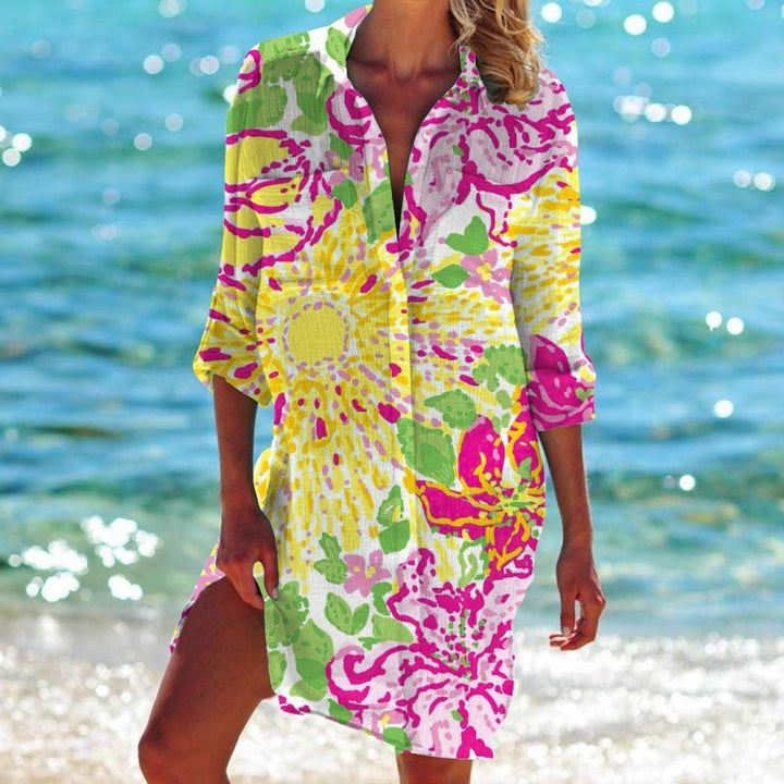 Women's 3D Printed Bikini Cardigan Vacation Beach Coat Shirt-Womens 2024 March-Zishirts