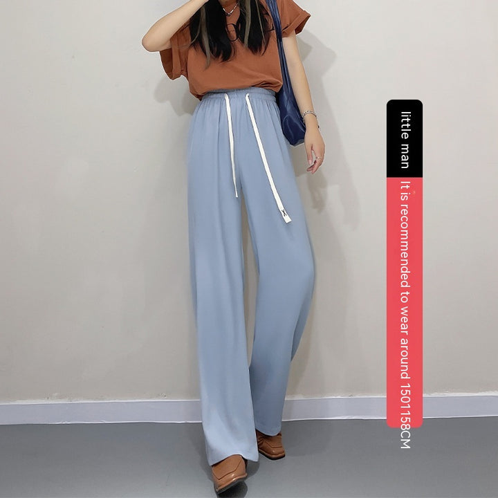 High Waist Straight Draping Effect Pants-Suits & Sets-Zishirts