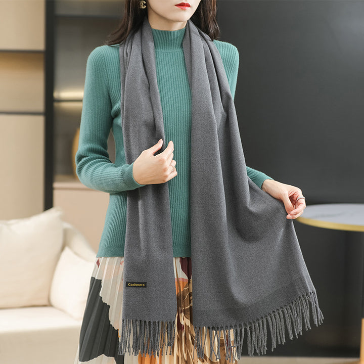 Winter Women's Dual-use Cashmere Solid Scarf-Scarves & Wraps-Zishirts