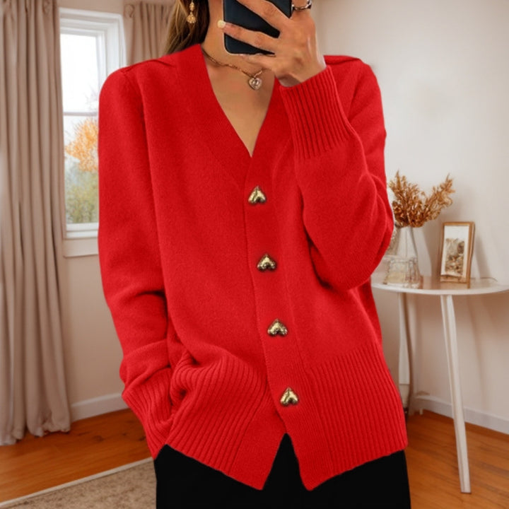 Autumn And Winter New Solid Color Long Sleeve V-neck Knitted Cardigan-Sweaters-Zishirts