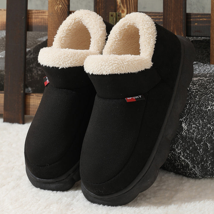 Winter Plush Cotton Shoes Women Men Warm Suede House Shoes For Parents Solid Color Thick-soled Garden Shoes Outdoor-Womens Footwear-Zishirts