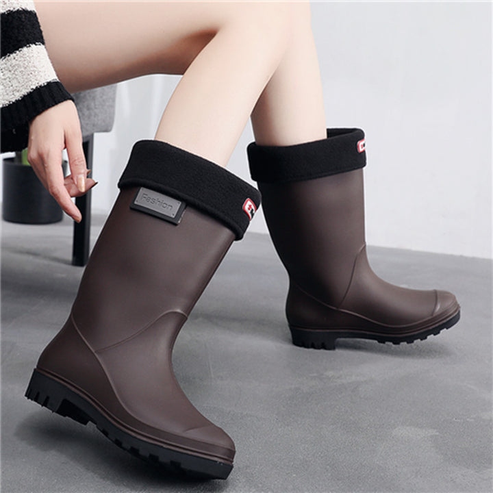 Thickened Detachable Cotton Water Boots For Warmth And Rain Boots-Womens Footwear-Zishirts