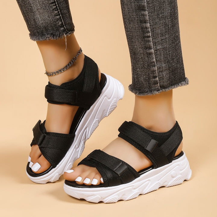 Women's Platform Round Toe Peep Toe Velcro Casual Sandals-Womens Footwear-Zishirts