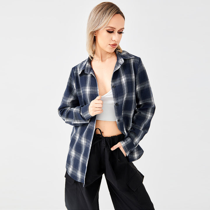 Stylish Plaid Shirt With Everything-Blouses & Shirts-Zishirts