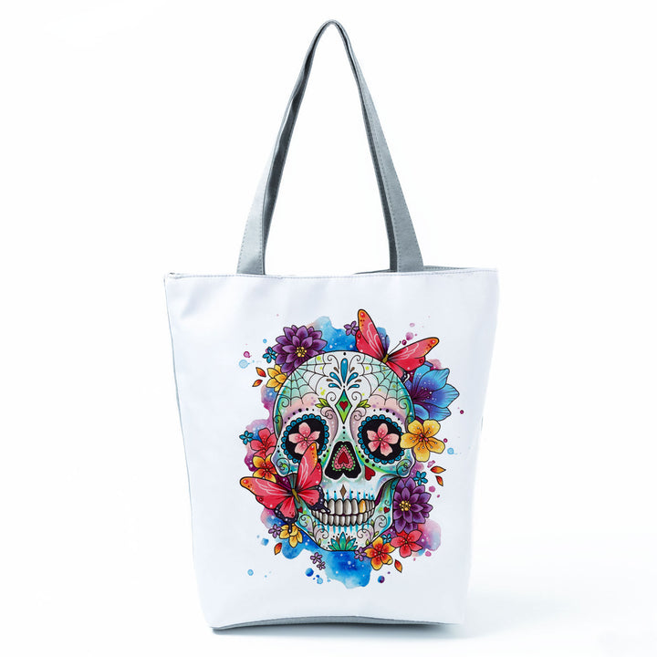 Portable Large Capacity Skull Printed Handbag-Women's Bags-Zishirts