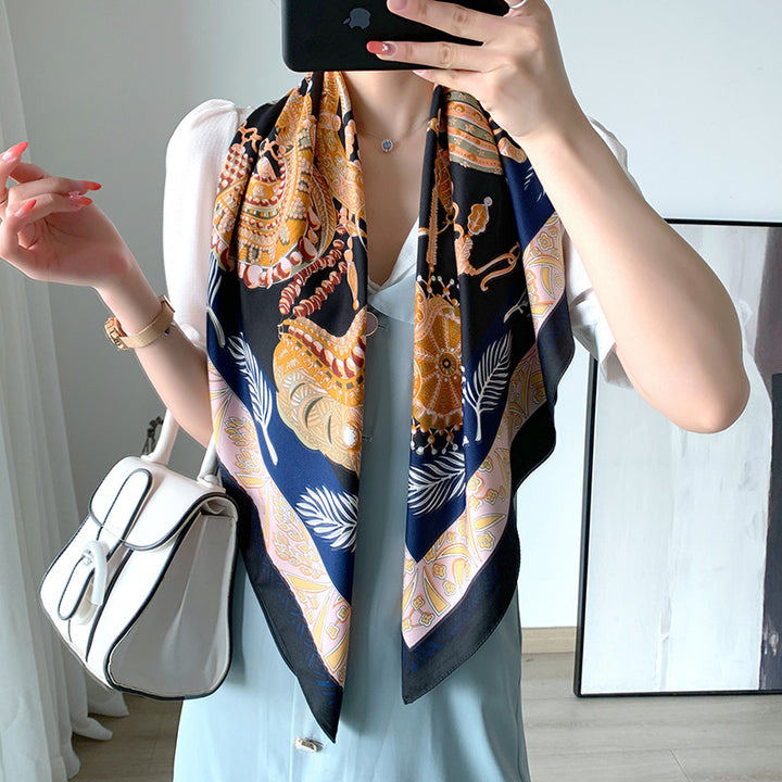 New 90cm Twill Silk Large Square Women's Shawl-Scarves & Wraps-Zishirts