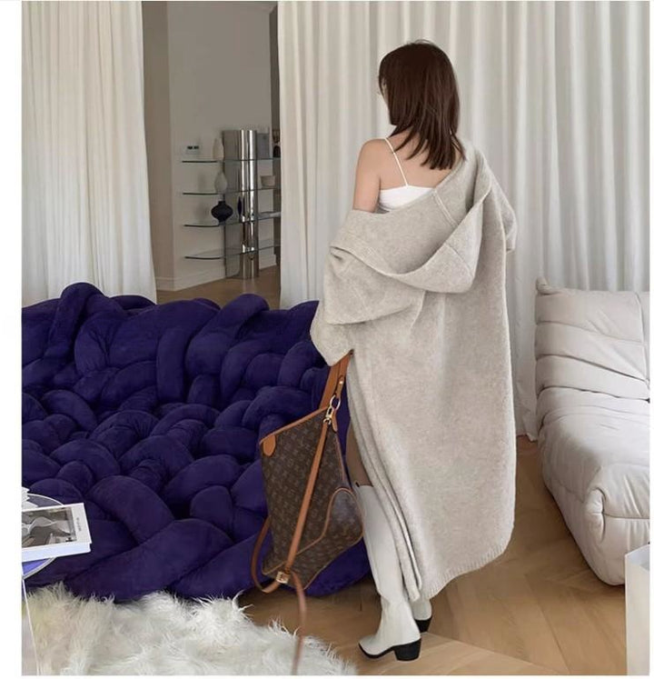 Super Long Soft Glutinous Hooded Sweater Coat Women-Sweaters-Zishirts