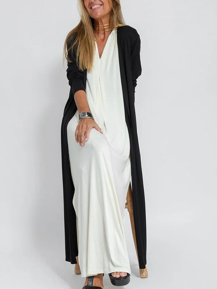 Trendy Style Solid Color Long Sleeve Long Slit Trench Coat-Jackets-Zishirts