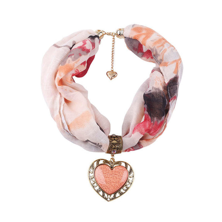 Ethnic Peach Heart Jewelry Necklace Scarf Female-Scarves & Wraps-Zishirts