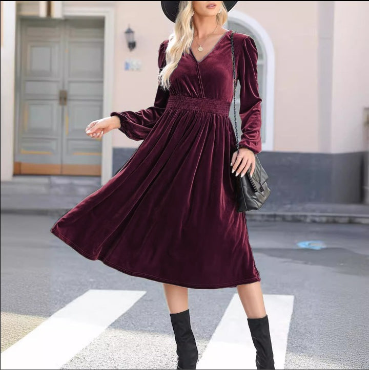 Solid Color Long Sleeve Dress For Women-Lady Dresses-Zishirts