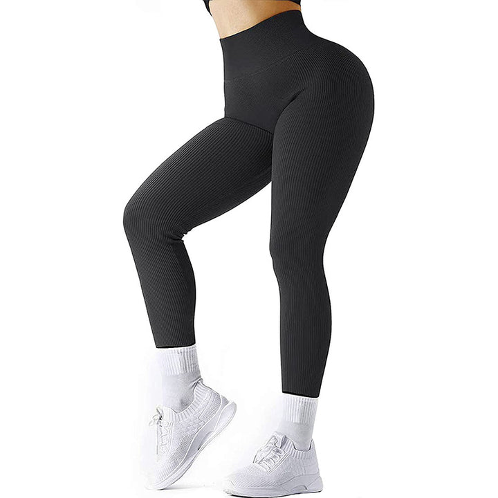 High Waist Seamless Leggings Threaded Knitted Fitness Pants Solid Women's Slimming Sports Yoga Pants Elastic Running Sport Leggings-Women's Outerwear 2023-Zishirts