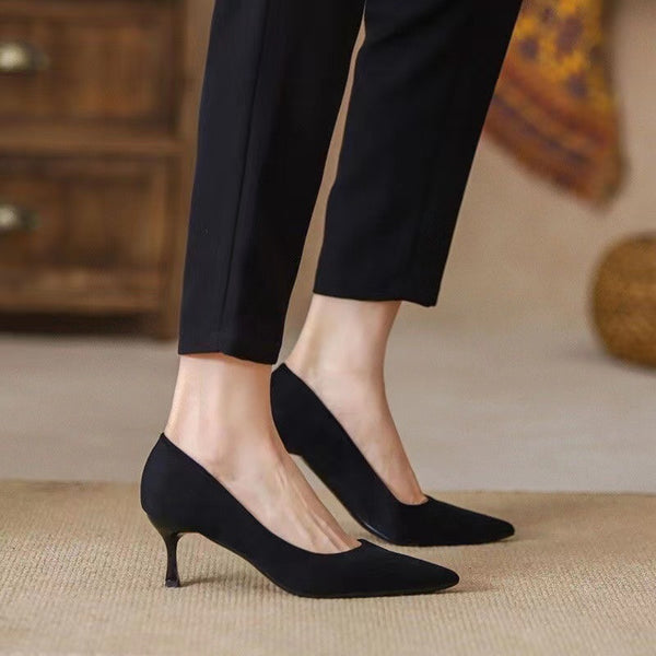 New Women's Shoes Workplace Work Shoes Black High Heels-Womens Footwear-Zishirts