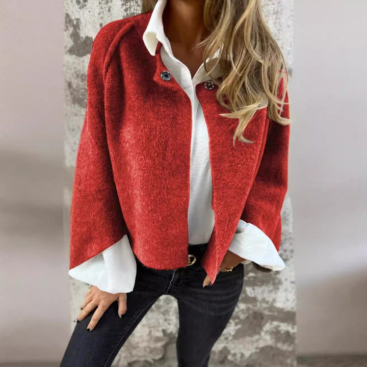 Women's Batwing Sleeve Cardigan Autumn And Winter Loose Short Cashmere Long Sleeve Coat-Jackets-Zishirts