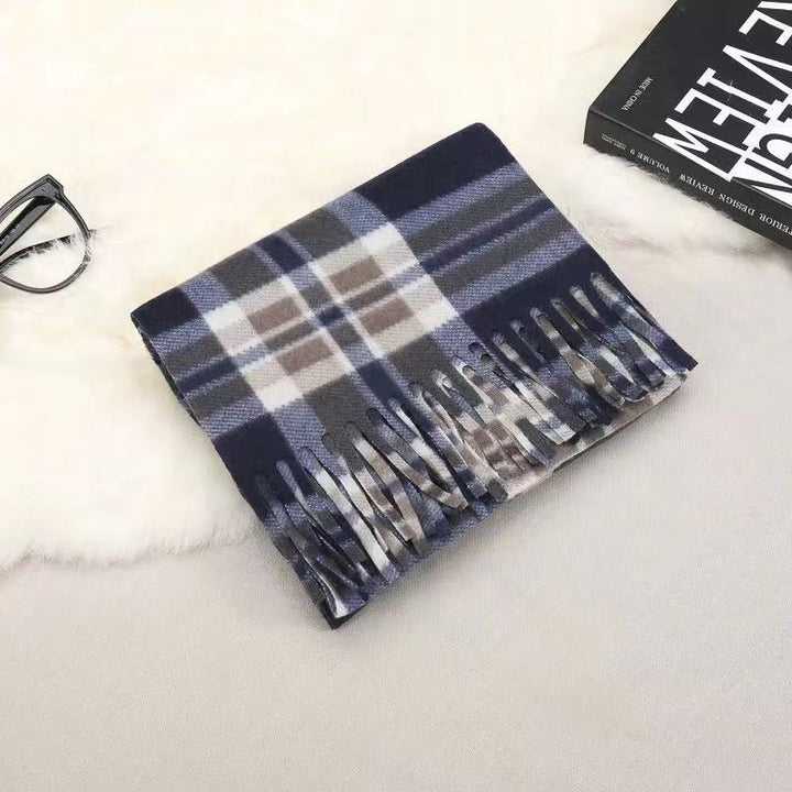 Autumn And Winter Classic Plaid Double-sided Velvet Gift Men's Warm Scarf Women's Shawl-Scarves & Wraps-Zishirts