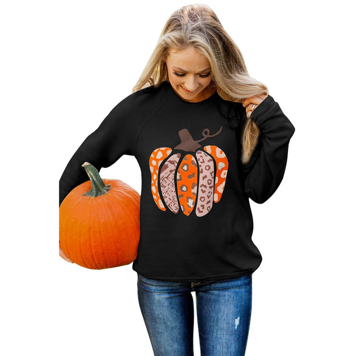 Halloween Pumpkin Printed Long-sleeved Top Female-Suits & Sets-Zishirts