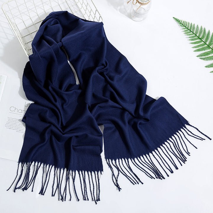 Men's And Women's Fashion Versatile Tassel Solid Color Scarf-Scarves & Wraps-Zishirts