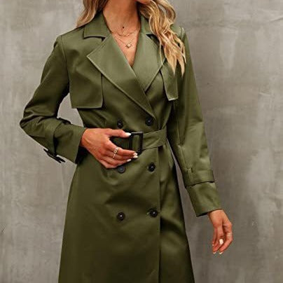 European And American Autumn Women's Double Breasted Fashion Casual Trench Coat-Jackets-Zishirts