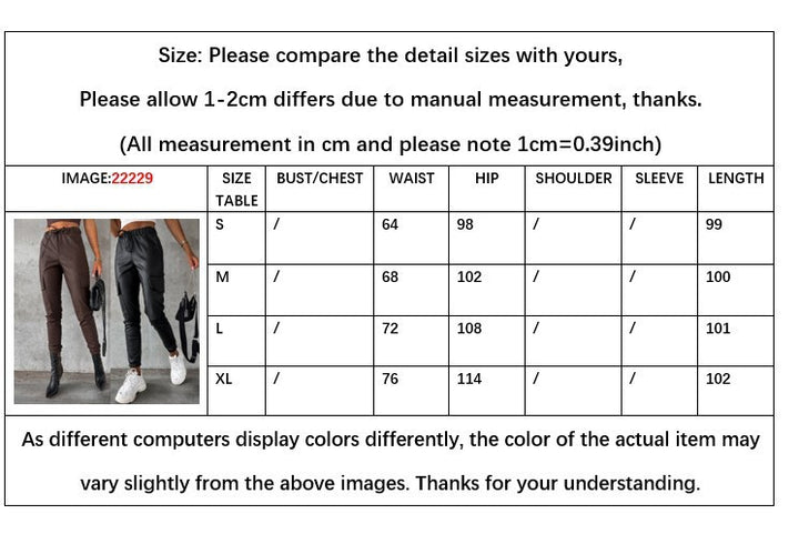 Women's Waist-tight Street Tether Leather Pants-Suits & Sets-Zishirts